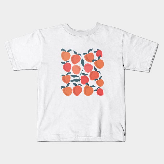 Pink peaches mid century Kids T-Shirt by JulyPrints